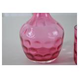 Fenton Pink Bubble Glass Decanter and Tumbler Set
