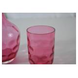 Fenton Pink Bubble Glass Decanter and Tumbler Set
