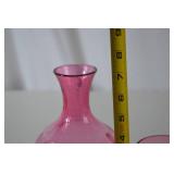 Fenton Pink Bubble Glass Decanter and Tumbler Set