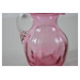 Vintage Fenton Pink Glass Pitcher with Clear Handle, 5 Inch