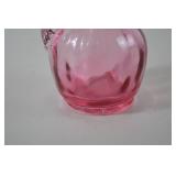 Vintage Fenton Pink Glass Pitcher with Clear Handle, 5 Inch