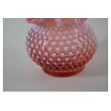 Fenton Pink Hobnail Glass Ruffled Vase, 6 Inches Tall