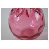 Vintage Fenton cranberry glass rose bowl vase with ruffled rim