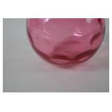 Vintage Fenton cranberry glass rose bowl vase with ruffled rim