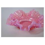 Fenton Pink Opalescent Glass Hobnail Bowl, Ruffled Edge, 6 Inch