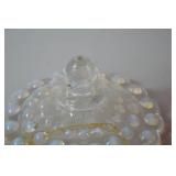 Fenton Victorian Cranberry Opalescent Hobnail Covered Candy Dish