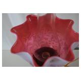 Fenton Cranberry Opalescent Table Lamp with Brass Base