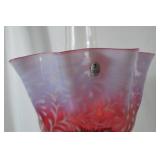 Fenton Cranberry Opalescent Table Lamp with Brass Base
