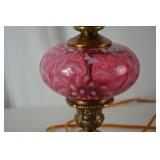 Fenton Cranberry Opalescent Table Lamp with Brass Base