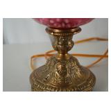 Fenton Cranberry Opalescent Table Lamp with Brass Base