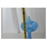 Fenton Vintage blue ruffled art glass vase, hobnail opalescent, 12 in