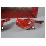Pair of Cardinal Bird Clip Ornaments with Original Box