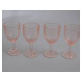 Jennifer Miniatures Pink Glass Goblets and Plates Set #3 in Box