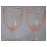 Jennifer Miniatures Pink Glass Goblets and Plates Set #3 in Box