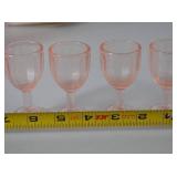 Jennifer Miniatures Pink Glass Goblets and Plates Set #3 in Box