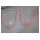 Jennifer Miniatures Pink Glass Goblets and Plates Set #3 in Box