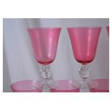 Set of Theresienthal Germany Pink Wine Glasses