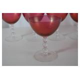 Set of 8 Imperial Glass Ruby Red Glass Coupes - Clear Bubble Stems