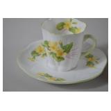 Shelley England bone china floral demitasse cup and saucer trios