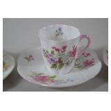 Shelley England bone china floral demitasse cup and saucer trios