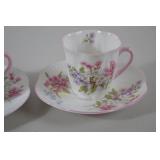 Shelley England bone china floral demitasse cup and saucer trios