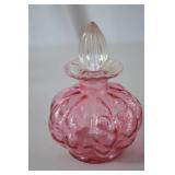 Vintage Fenton Pink Glass Vanity Set with Stoppers and Lidded Jar