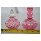 Vintage Fenton Pink Glass Vanity Set with Stoppers and Lidded Jar