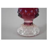 Fenton Purple and Pink Art Glass Bud Vase with Clear Hobnail Base