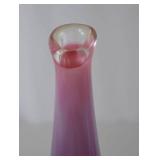 Fenton Purple and Pink Art Glass Bud Vase with Clear Hobnail Base