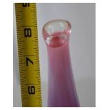 Fenton Purple and Pink Art Glass Bud Vase with Clear Hobnail Base