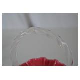 Fenton Open-Heart Arches Cranberry Opalescent Art Glass Basket