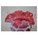 Fenton Open-Heart Arches Cranberry Opalescent Art Glass Basket