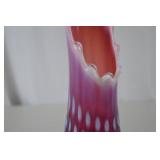 Vintage Fenton cranberry opalescent hobnail swung vase