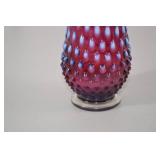 Vintage Fenton cranberry opalescent hobnail swung vase