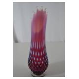 Vintage Fenton cranberry opalescent hobnail swung vase