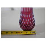 Vintage Fenton cranberry opalescent hobnail swung vase