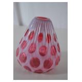 Fenton Pink and White Hobnail Art Glass Vase, 5 in. Tall