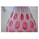 Fenton Pink and White Hobnail Art Glass Vase, 5 in. Tall