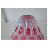 Fenton Pink and White Hobnail Art Glass Vase, 5 in. Tall
