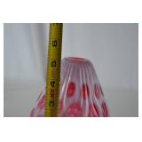 Fenton Pink and White Hobnail Art Glass Vase, 5 in. Tall