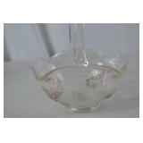Vintage Glass Basket with Hand-Painted Floral Design