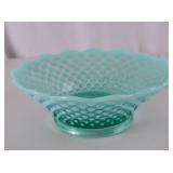 Fenton aqua blue hobnail glass bowl, 8.5 in diameter