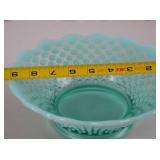 Fenton aqua blue hobnail glass bowl, 8.5 in diameter