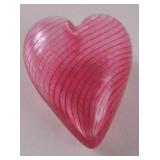 Kosta Boda Pink Glass Heart Paperweight, 4 Inches