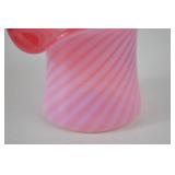 Fenton Victorian era pink swirl glass top hat vase