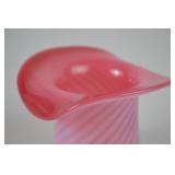 Fenton Victorian era pink swirl glass top hat vase
