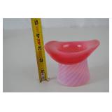Fenton Victorian era pink swirl glass top hat vase