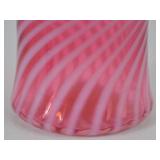 Fenton Victorian Cranberry Opalescent Swirl Ruffled Glass Vase