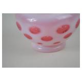 Vintage Fenton Cranberry Opalescent Coin Dot Ruffled Vase, 4.5 in
