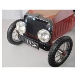 1938 Style Red Pedal Car with Black Seat and Chrome Accents
